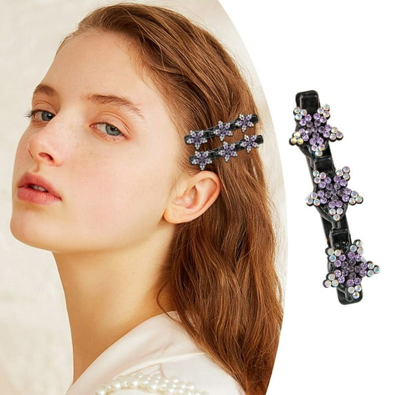 Sparkling Stone Hair Clips for Women - Elegant Braided Barrettes for Short Hair Stylish Accessories for Ladies and Girls for Any Occasion