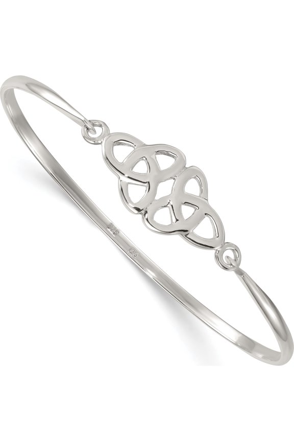 Sparkling Stylish Vibrant Sterling Silver Polished Double Trinity Knot Bangle Beautiful Treasure-worthy Stunning