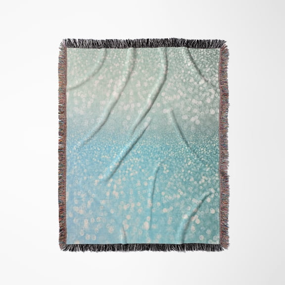 Sparkling Teal Blue Luxury Shine Girly Elegant Mermaid Glitter , Woven Blanket