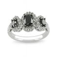 thumbnail image 1 of Sparkling Three Stone Trilogy Black Diamond Inexpensive Three Stone Engagement Ring 1 Carat Round Cut Diamond on Gold, 1 of 3