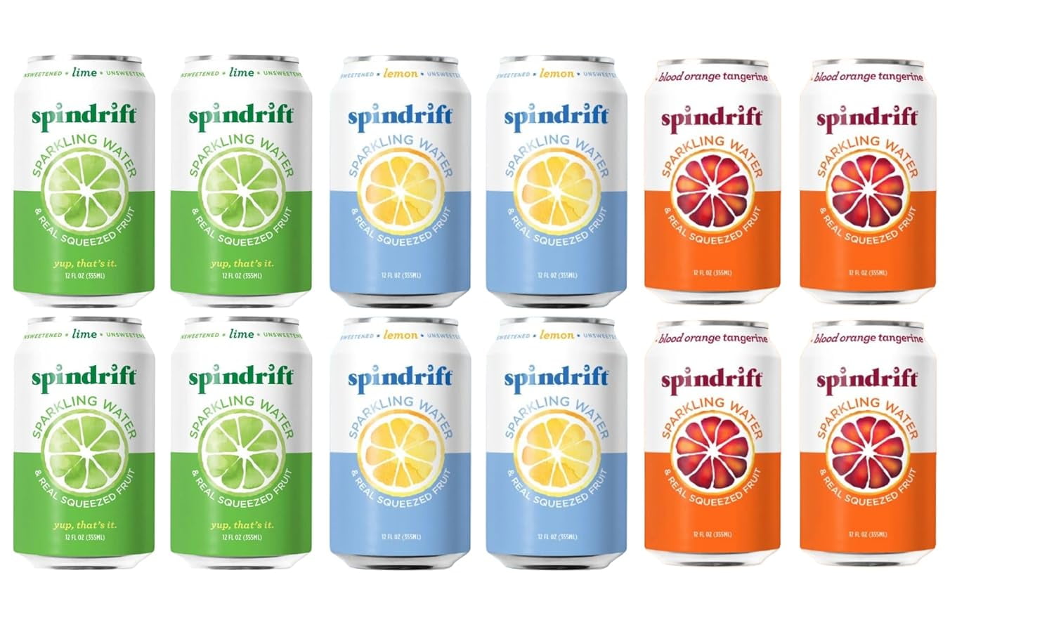 Sparkling Water 3 Flavor Variety Pack Lemon, Lime, and Blood Orange, 12