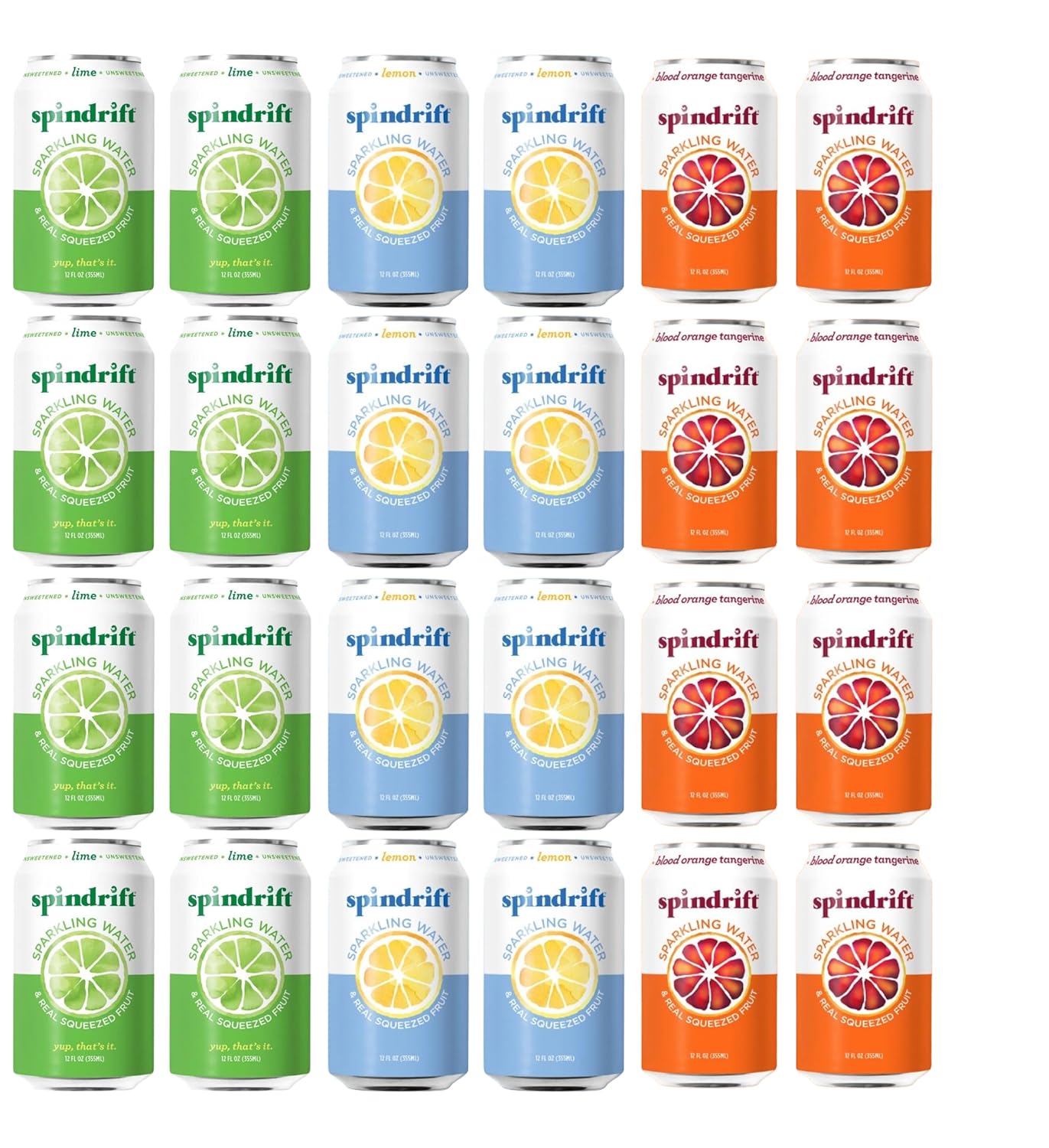 Sparkling Water 3 Flavor Variety Pack Lemon, Lime, and Blood Orange, 12