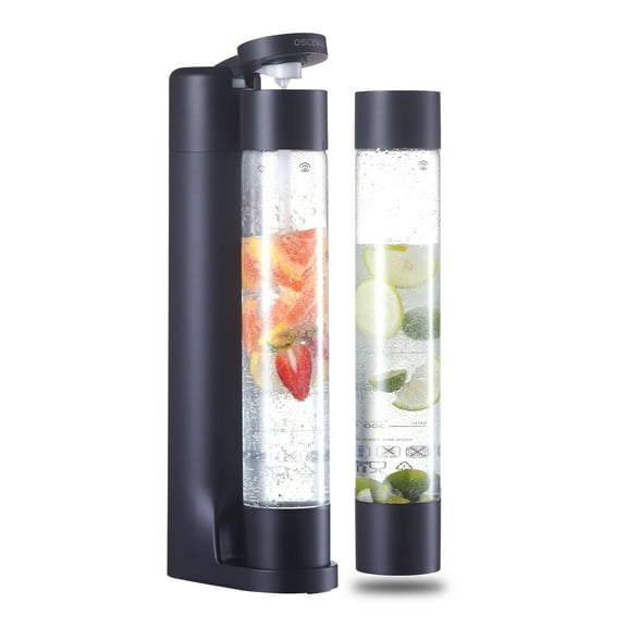Sparkling Water Machine Soda Maker Beverage Drink Dispenser for Home, Soda Streaming Maker with 2 BPA Free Bottles(1L), Compatible with Screw-in 60L CO2 (NOT Included), Black