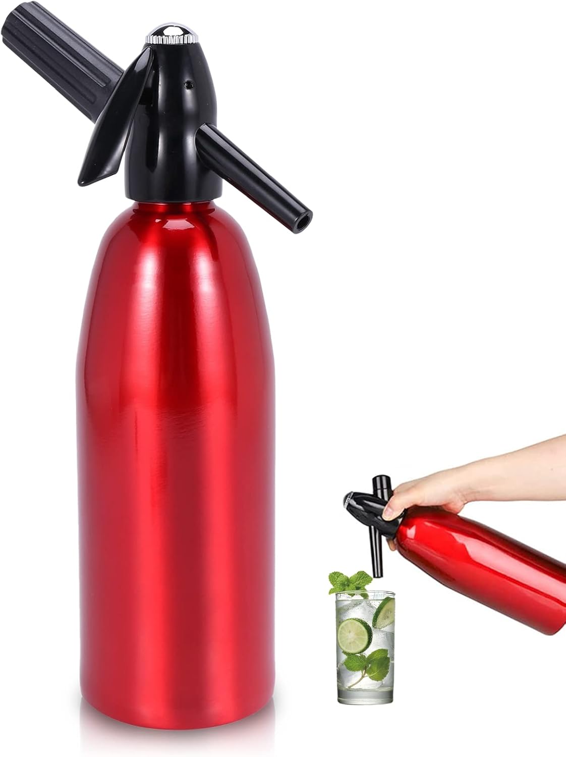 Sparkling Water Maker 1L,Portable Soda Siphon,Soda Streaming Machine