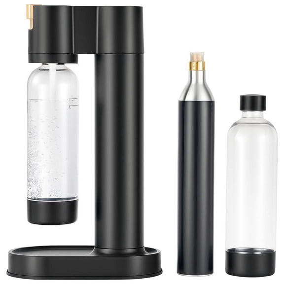 Sparkling Water Maker, Soda Machine Starter Kit with 2 BPA-Free 1L Bottles, CO2 Cylinder, Compatible with 60L Screw-In Cylinders, Model HR-192