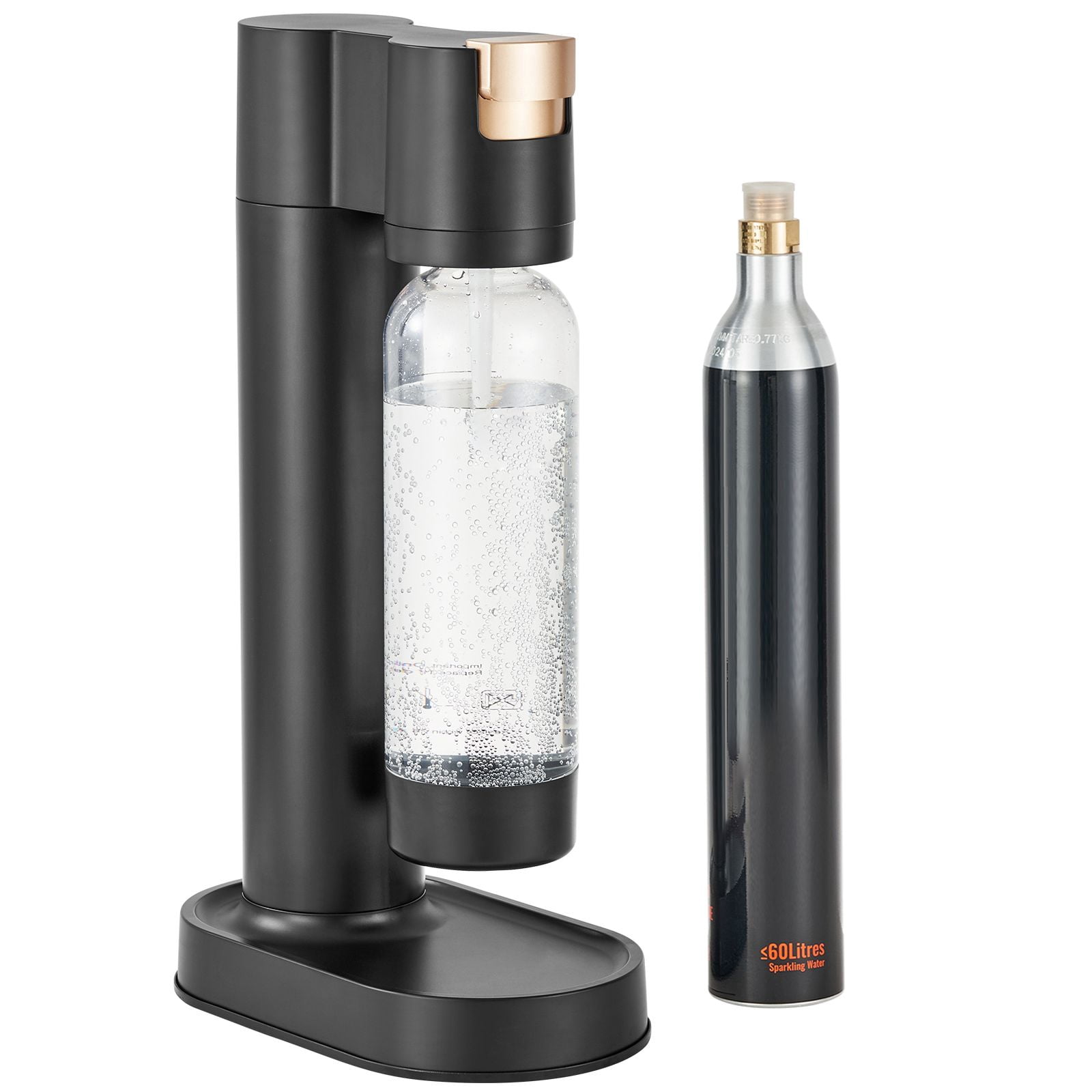 Sparkling Water Maker Soda Maker, 1L PET Bottle, 60L CO2 Cylinder Compatible, 3-Second Carbonation, Automatic Pressure Release, for Homemade Soda Water, Juice & Cocktails