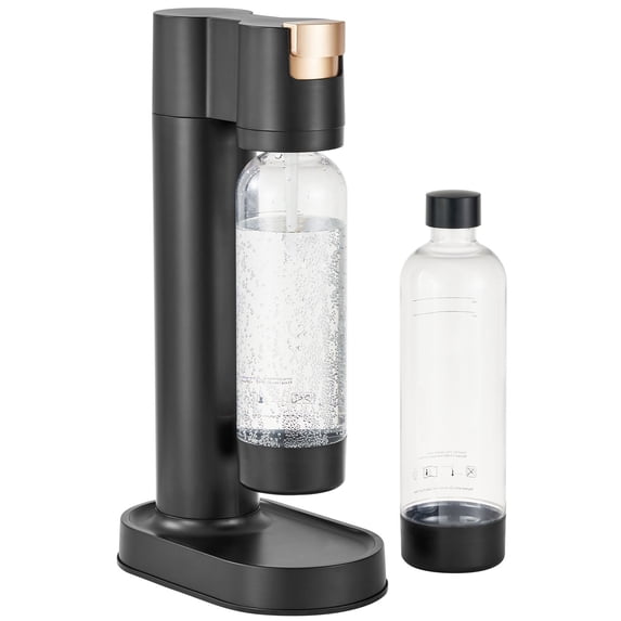 Sparkling Water Maker Soda Maker Machine for Home Carbonating, Compatible with Mainstream Screw-in 60L CO2 Cylinder(NOT Included) Black, with 2 BPA-free 1L PET Bottles, for Cat Room Home Apartment