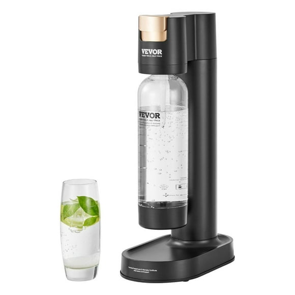 Sparkling Water Maker, Soda Maker Machine for Home Carbonating, Seltzer Water Starter Kit with BPA free 1L PET Bottle, Compatible with Mainstream Screw-in 60L CO2 Cylinder(NOT Included), Black Default