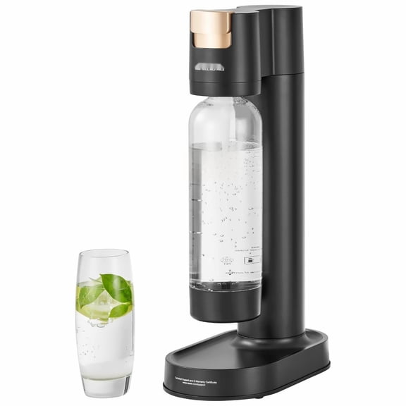 Sparkling Water Maker, Soda Maker Machine for Home Carbonating, Seltzer Water Starter Kit with 1L Bottle, CO2 Cylinder Compatible (Not Included), Black