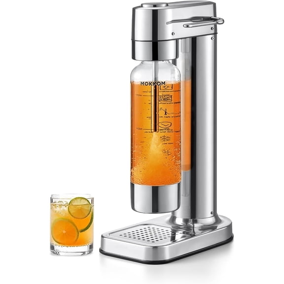 Sparkling Water Maker Soda Streaming Machine with 1L PET Carbonating Bottle Carbonates Any Drink Soda Maker Compatible with 60L CO2 Carbonator NOT Included Stainless Steel