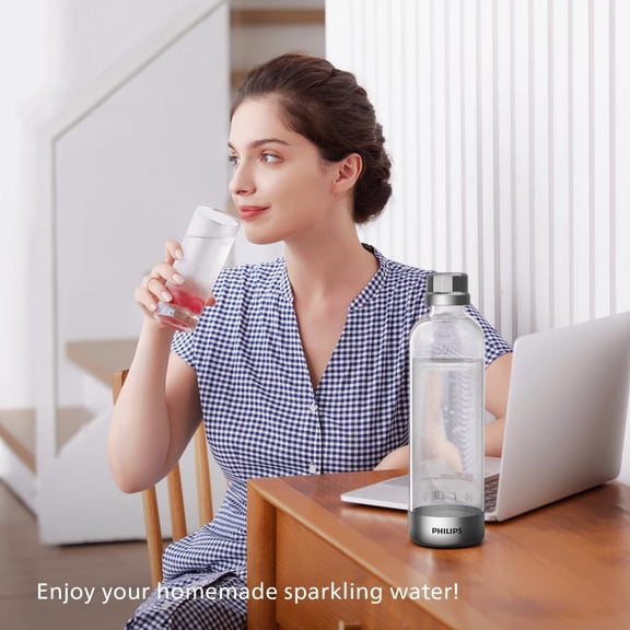 Sparkling Water Maker Soda Streaming Machine with Quick Twist Bottle 1L PET Carbonating Bottle Compatible with 60L CO2 Carbonator ADD4902BKOQ/37