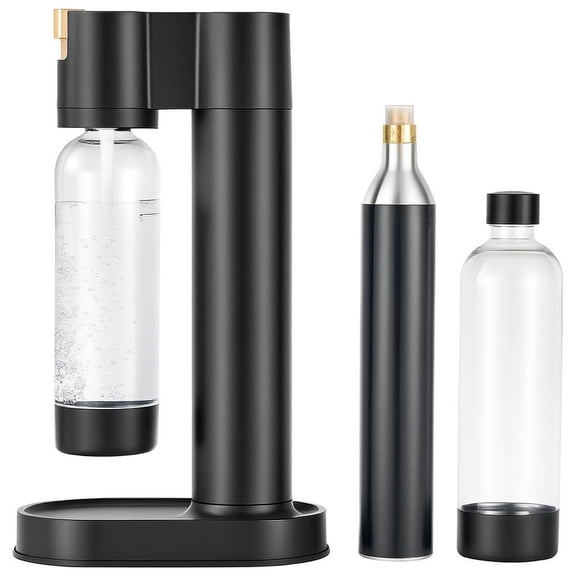 Sparkling Water Maker, soda machine starter kit with 2 BPA-free 1L bottles, CO2 cylinder, compatible with 60L screw-in cylinders, model HR-192