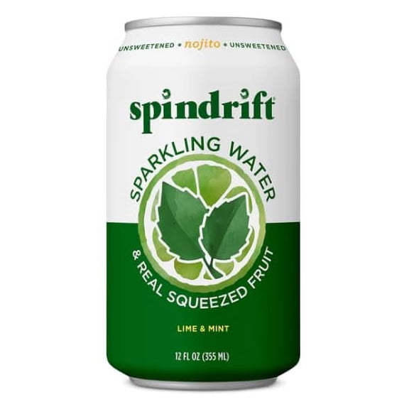 Sparkling Water, Nojito Flavored, Made with Real Squeezed Fruit, 12 Fl Oz Cans, Pack of 24 (Only 4 Calories per Can)