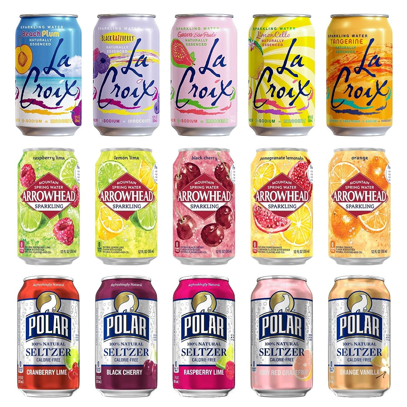 Sparkling Water Pack Great Sampler 12 fl oz Soda . Natural Flavored