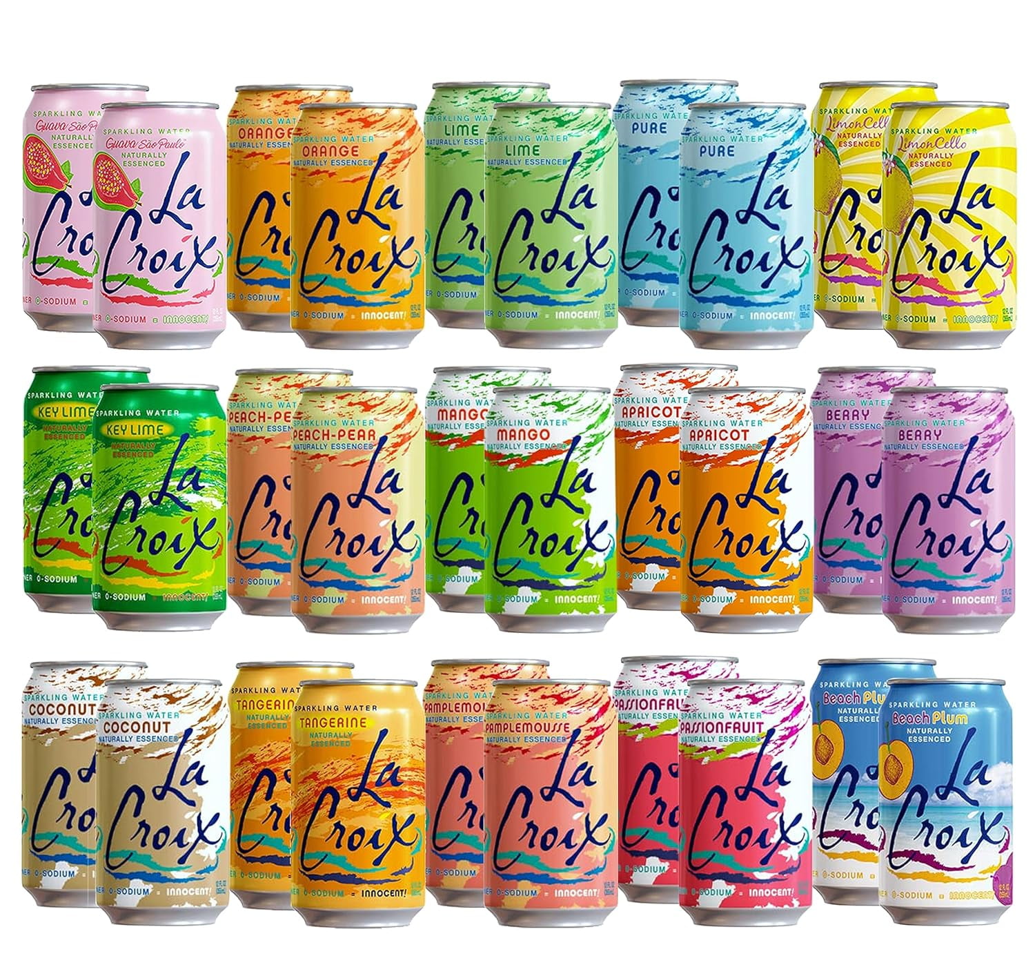 Sparkling Water Variety of 15 Flavors Naturally Essenced Sparkling