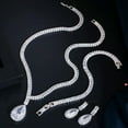 thumbnail image 1 of Sparkling White Baguette CZ Brides Prom Dangling Drop Necklace 3pcs Jewelry Set, 1 of 5
