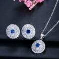 thumbnail image 1 of Sparkling White Cubic Zircon Round Cut Pendent Necklace Stud Earring Jewelry Set, 1 of 8