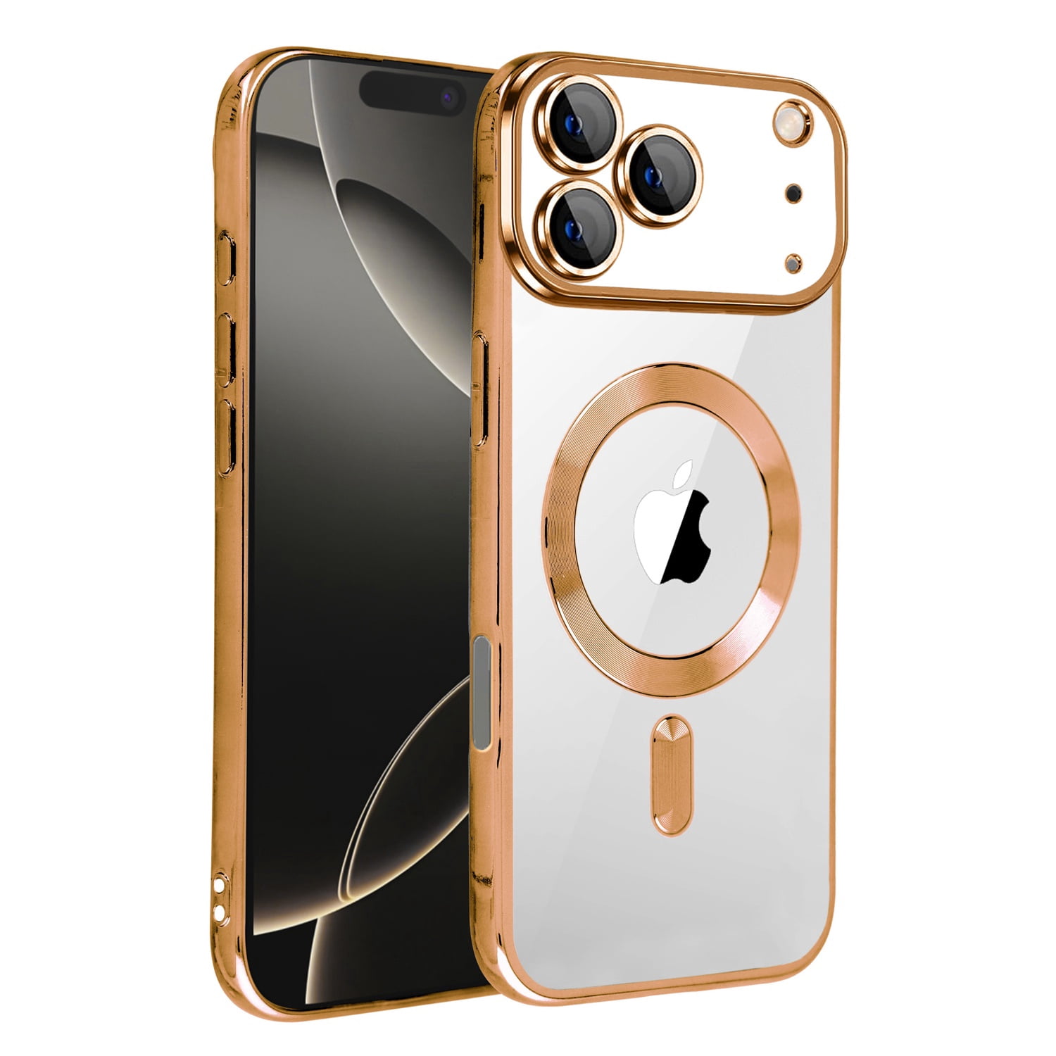 Sparkling Wireless Charging Back Case for iPhone 17 Pro Max - Gold
