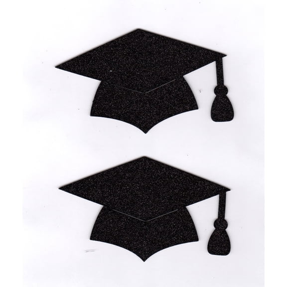 Sparkling black foam 8 x 5 Black graduation Cap Cutout embellishment 10 pcs