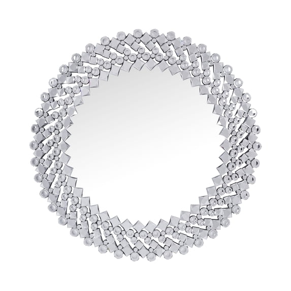 Sparkling with Beveled Finish and Faux Gem Inlay Silver - Saltoro Sherpi