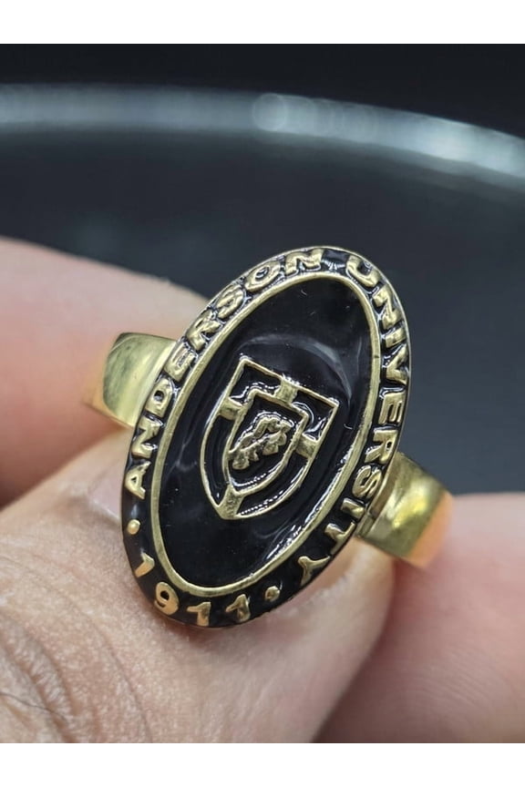 SparklingJewelleryArt Customized Class Ring High School or College Graduation Ring 925 Sterling Silver Yellow Gold Plated