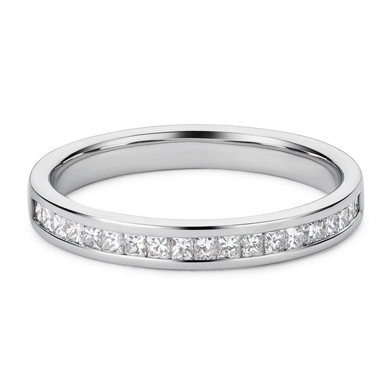 SparklingSplendor 1/2 Carat Channel Set Princess Cut Moissanite Diamond Wedding Band Ring in 925 Sterling Silver