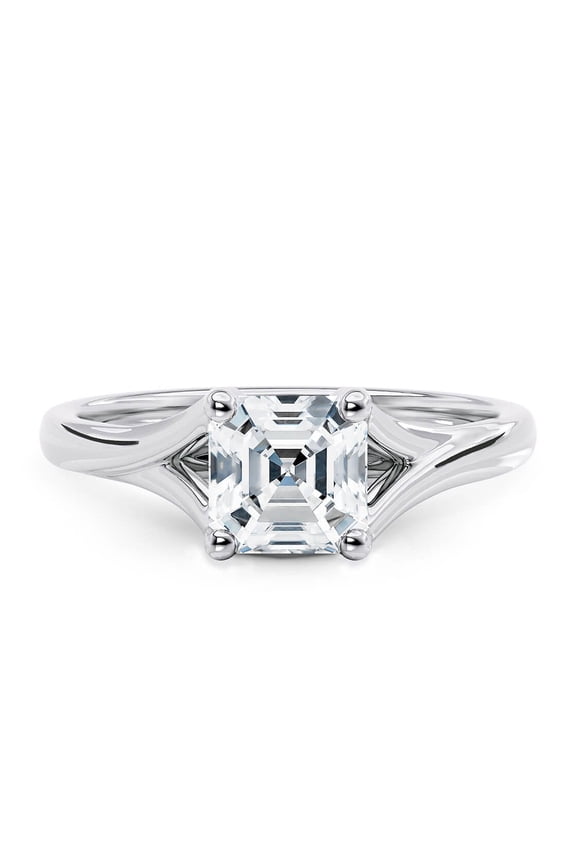 SparklingSplendor 925 Silver Asscher cut 1.3 CT Diamond, two smaller secret diamonds in its crown Promise Ring for Her
