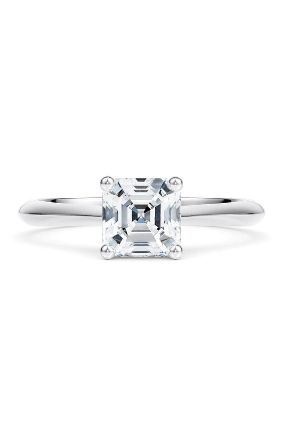 SparklingSplendor 925 Silver Asscher cut 1.5 CT Diamond knife-edge band, accentuated by a row of secret diamonds Promise Ring for Her