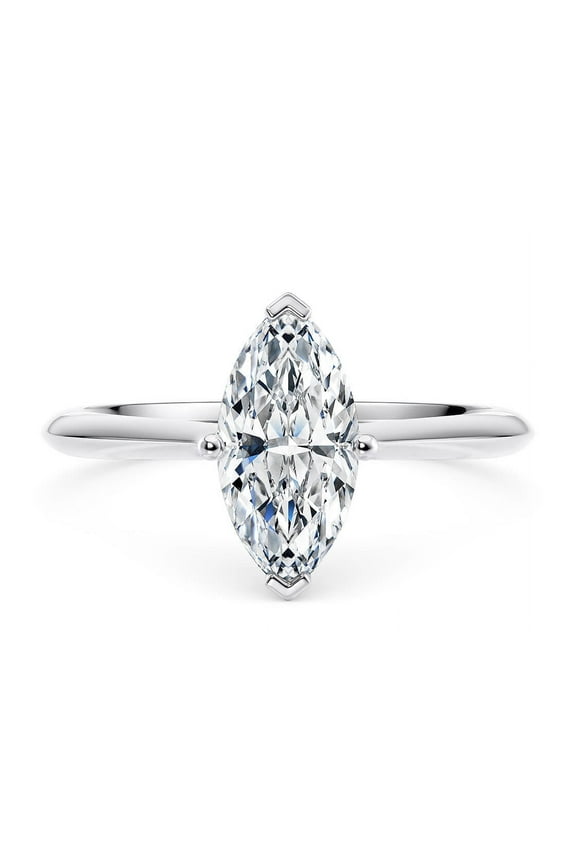 SparklingSplendor 925 Silver Marquise cut 1 CT Diamond, Small accent diamonds placed around Centre stone Promise Ring for Her