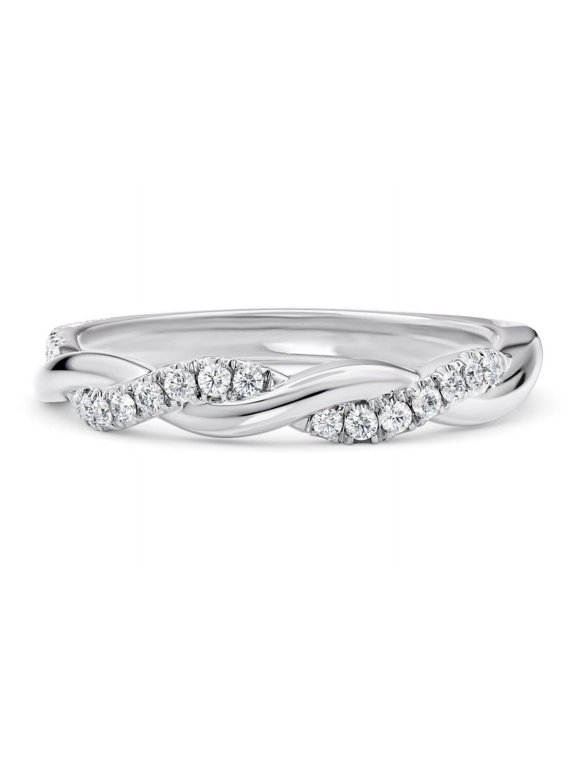 SparklingSplendor 925 Sterling Silver Infinity Wave Moissanite Diamond Wedding Band for Women