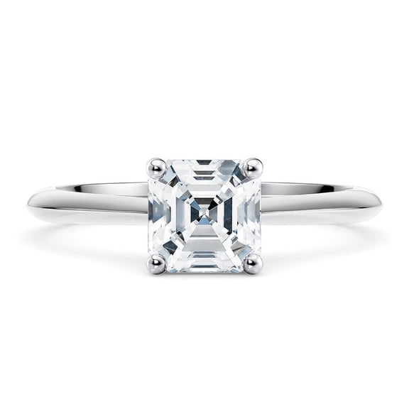 SparklingSplendor Asscher Cut 1.5 Ct Moissanite Ring with small accent diamonds around centre stone For Women's - 925 Silver Solitaire Ring