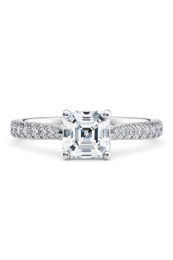SparklingSplendor Vintage 1.3 Ct Asscher cut Moissanite Diamond Ring with Accents Stones– Women’s 925 Sterling Silver Jewelry for Her