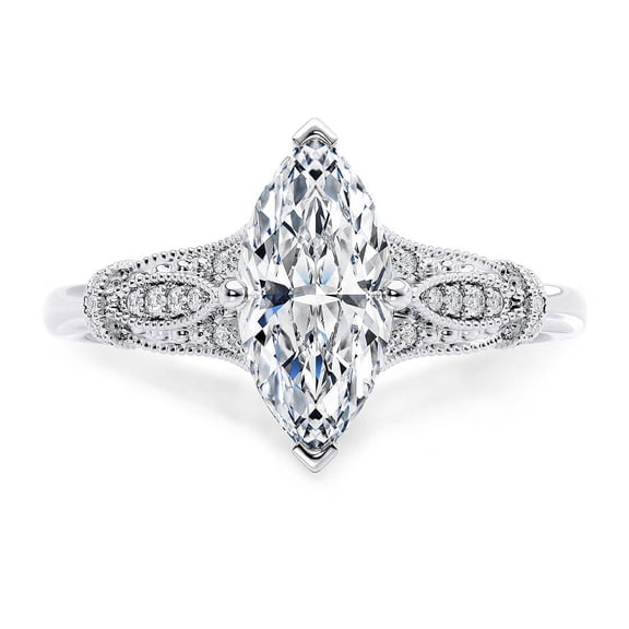 SparklingSplendor Vintage 1.75 Carat Marquise Cut Moissanite Diamond Bridal Set in 925 Silver