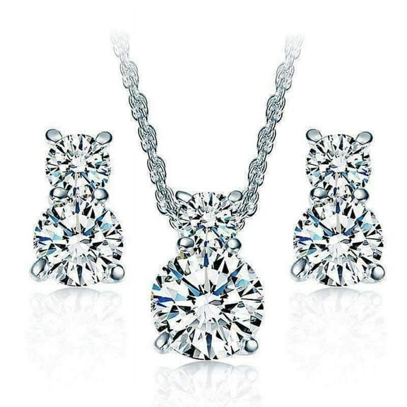 Sparkly Austrian Crystal Necklace and Earrings Set for Woman