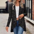 thumbnail image 1 of Sparkly Blazer Womens Sequin Open Front Long Sleeve Crop Jacket, 1 of 5