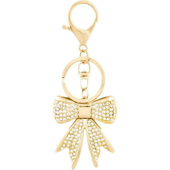 Sparkly Bow Bag Charm Keychain - Rhinestone Bow Key Chain for Women - Cute Purse Handbag Charms Accessories