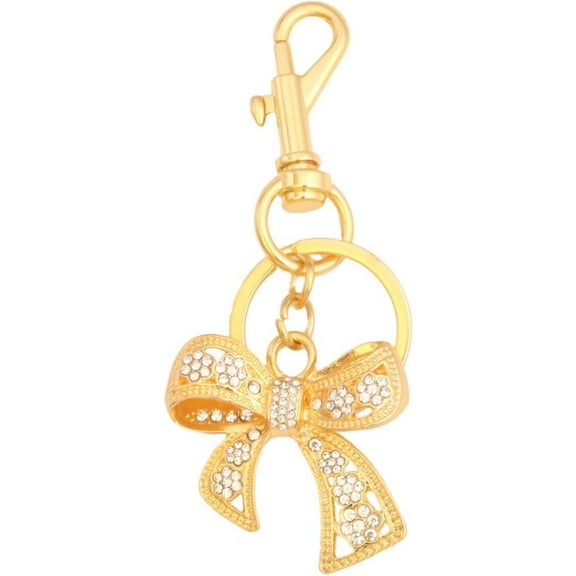 Sparkly Bow Bag Charm Keychain - Rhinestone Bow Key Chain for Women - Cute Purse Handbag Charms Accessories