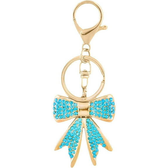 Sparkly Bow Bag Charm Keychain - Rhinestone Bow Key Chain for Women - Cute Purse Handbag Charms Accessories