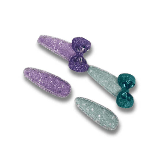 Sparkly Bow Hair Clips for Girls  2-Piece Glitter Snap Clip Set with Decorative Bows