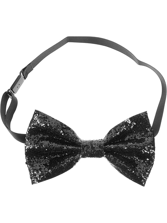 Sparkly Bow Tie for Men, Sparkling Sequin Bowtie and Adjustable Strap Buckle, Black