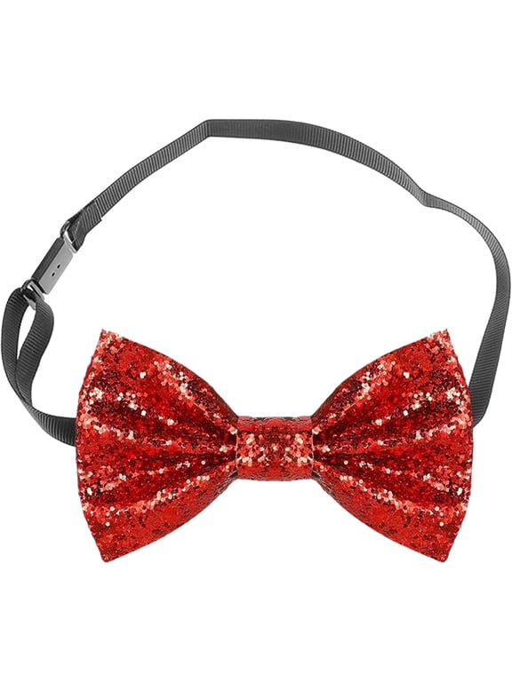 Sparkly Bow Tie with Adjustable Strap Buckle for Men Bachelor Dance (Red)