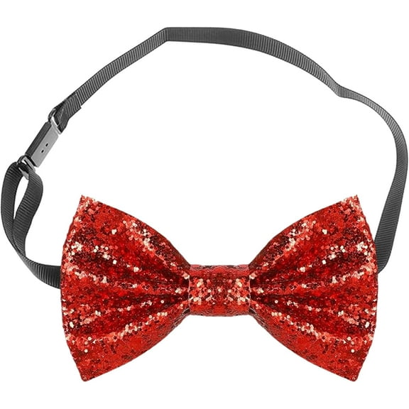 Sparkly Bow Tie for Men,Glitter Bow Tie Sparkling Sequin Bowtie and Adjustable Strap Buckle Shiny Glittering,for Men Bachelor Dance (Red)
