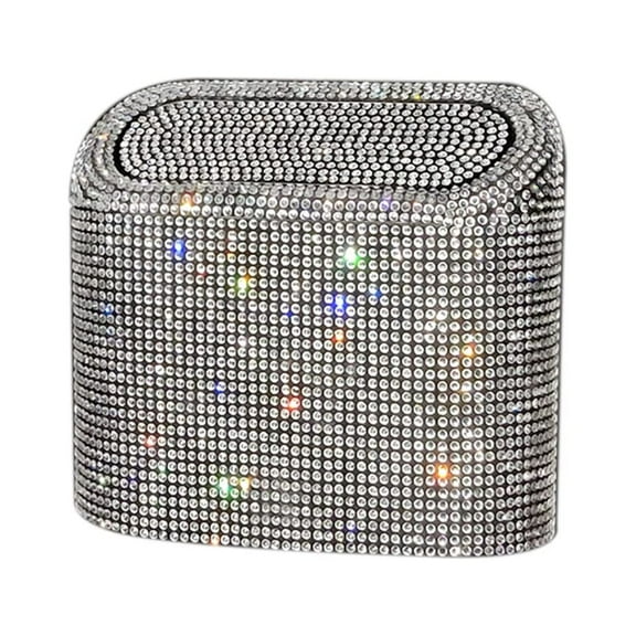 Sparkly Car Trash Car,Hanging Garbage Can with Lid Bling Rhinestone Trash Bin,Litter Container for Vehicle,Office,Home