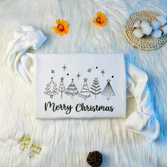 Sparkly Chrsitmas Tree Embroidered Sweatshirt