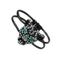 thumbnail image 1 of Sparkly Clear Crystal Rhinestones Black Enamel Cheetah Leopard Jaguar Head Bangle Bracelet, Black, 1 of 6