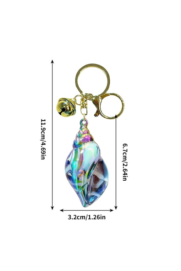 Sparkly Crystal Conch Keychain with Rhinestones & Pearls | Large 12cm Decorative Key Ring for Car Keys & Backpacks | Alloy & Faux Leather Wristlet | Gift for Girls & Women