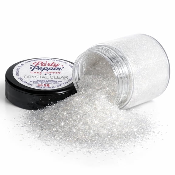 Sparkly Edible Glitter for Cakes, Cupcakes & Drinks CRYSTAL CLEAR 5 Gram Pot With Tear Drop Lid