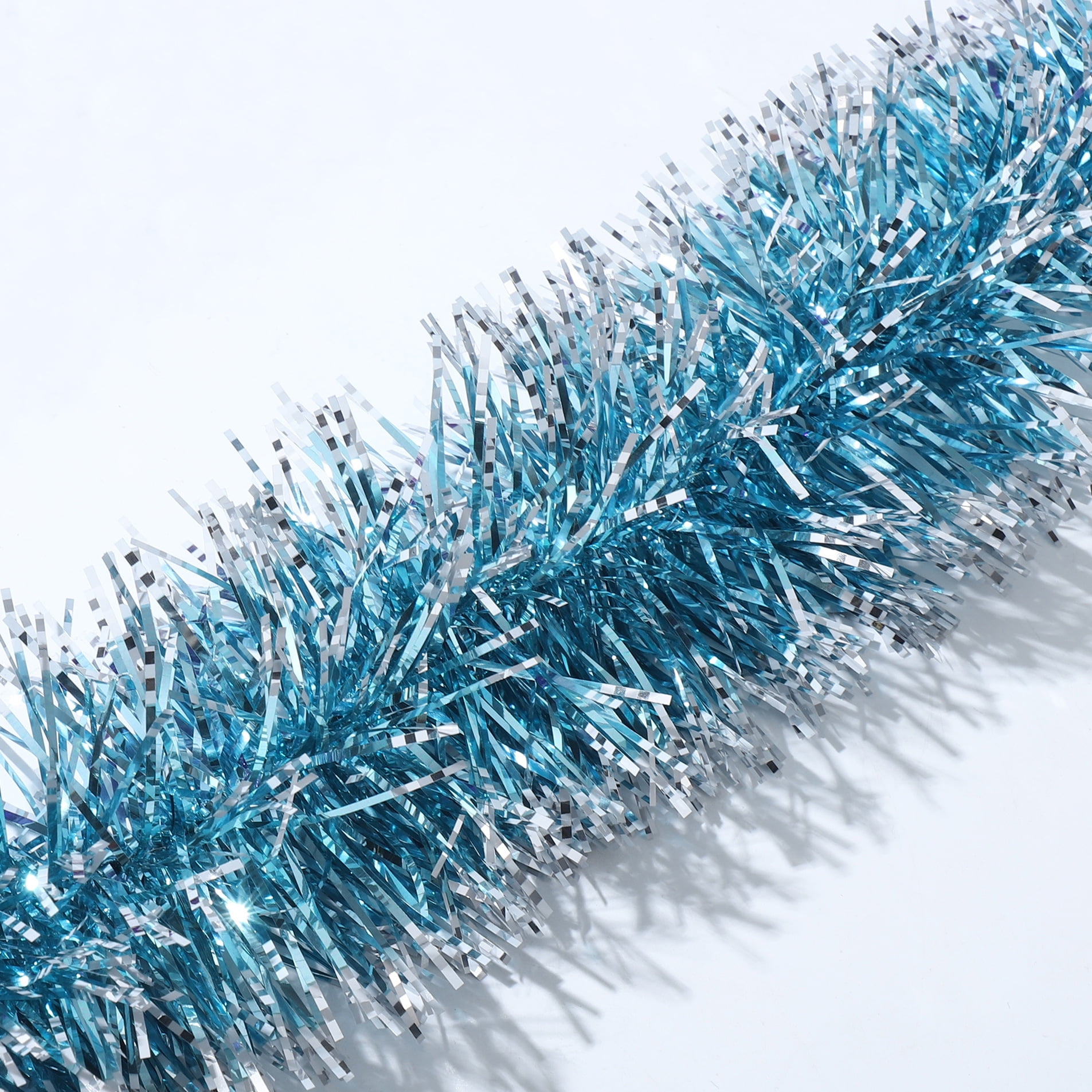 Sparkly Extra Thick Snowy Tinsel Garlands 3 Strands x 6.6 ft (Blue