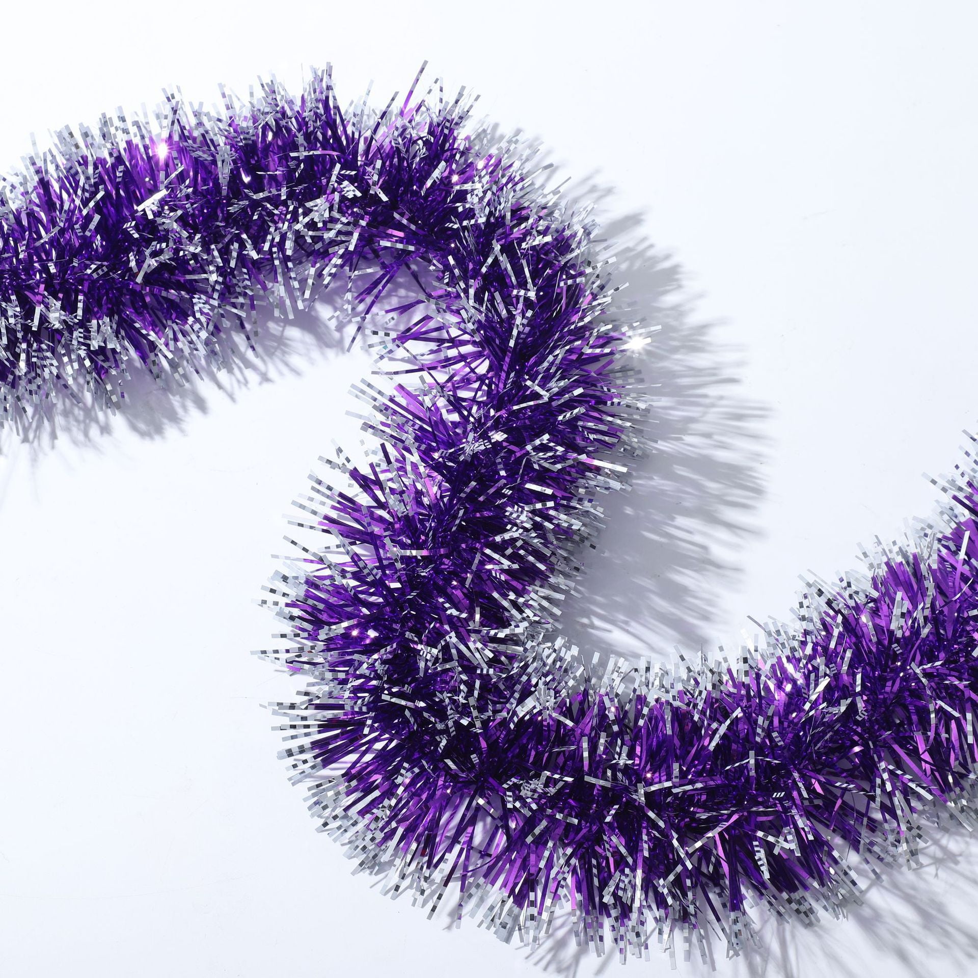 Sparkly Extra Thick Snowy Tinsel Garlands 3 Strands x 6.6 ft (Purple