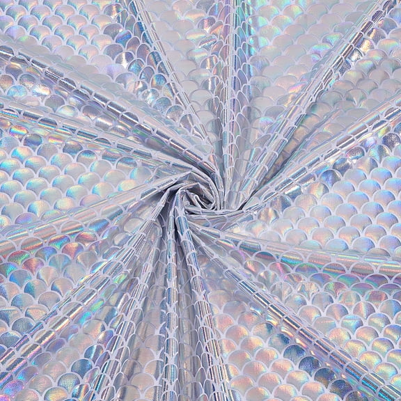 Sparkly Fishscale Fabric - 1.64Yards 39Inch Wide Silver Iridescent 2-Way Stretch Spandex Perfect Clothes Sewing Craft Party Decor
